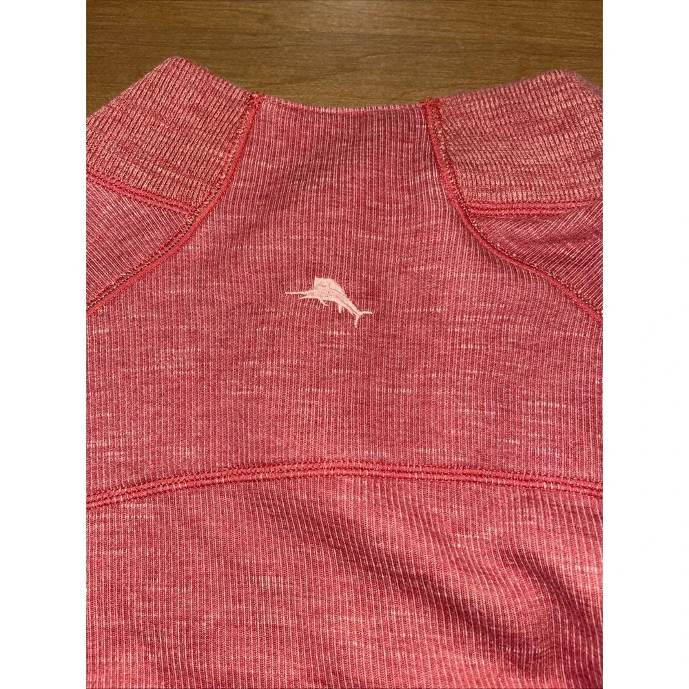 Tommy Bahama Quarter Zip Sweater Men 3XL Coral 🪸‎ Long Sleeve Logo Preppy